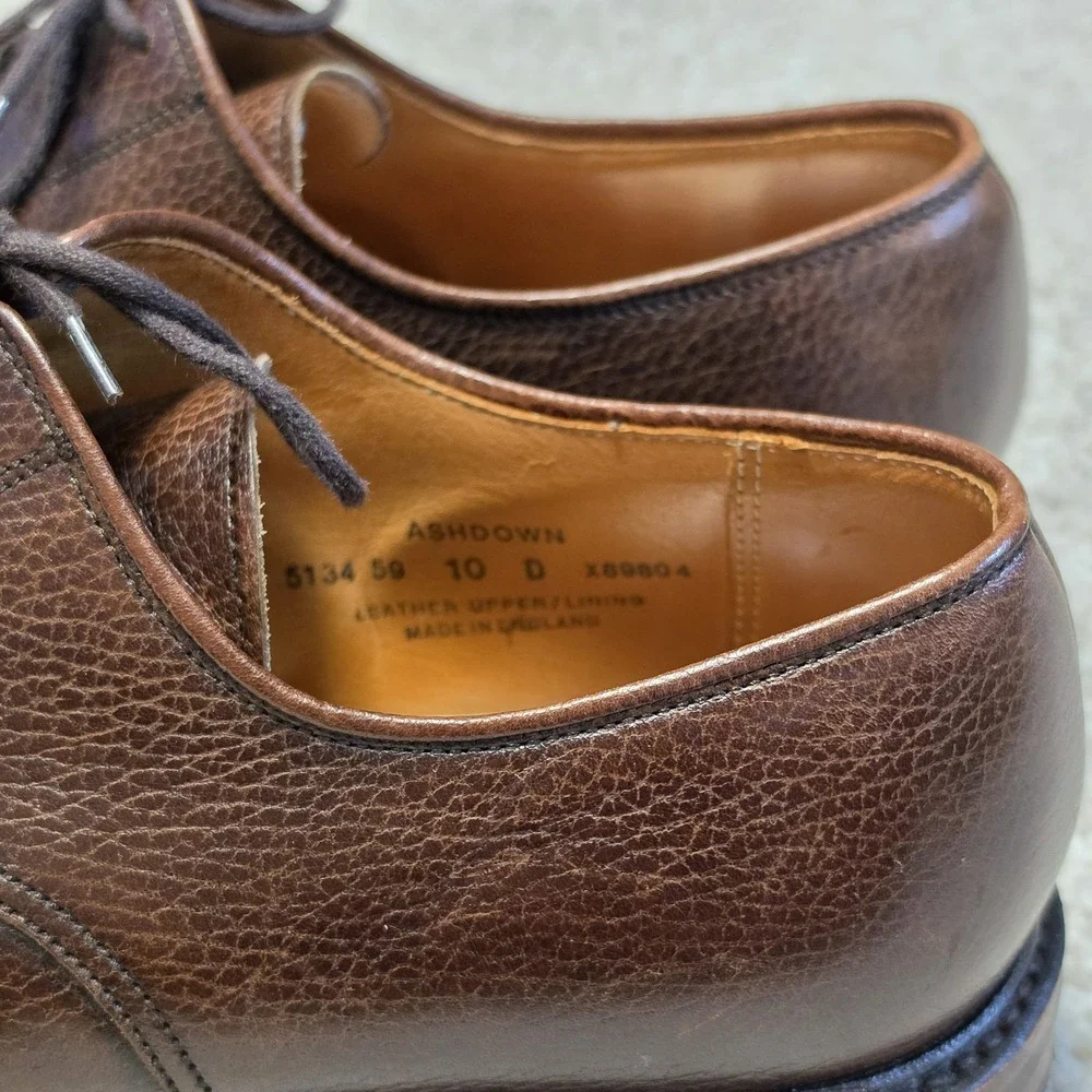 Crockett & Jones Ashdown Dark Brown Country Calf Grain Leather Derby Shoes 10D